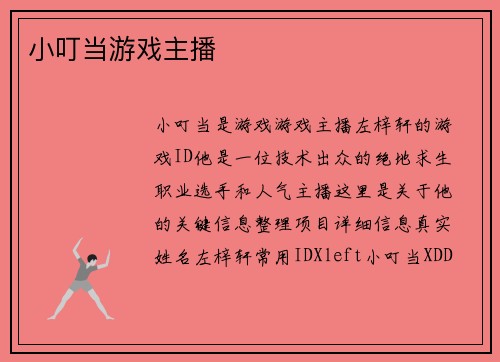 小叮当游戏主播